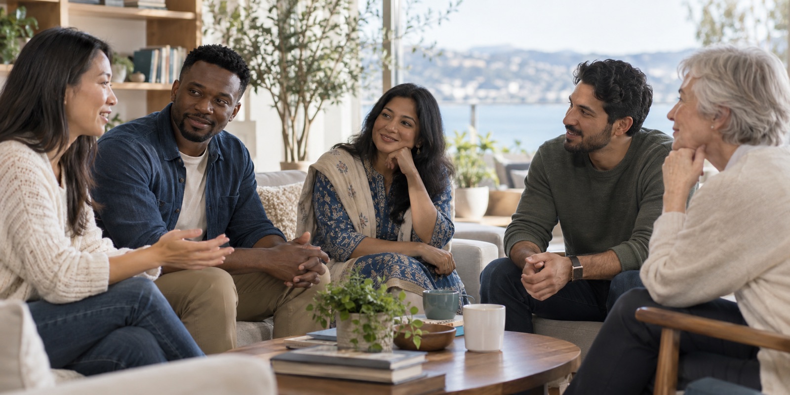 People from around the world sharing a supportive conversation